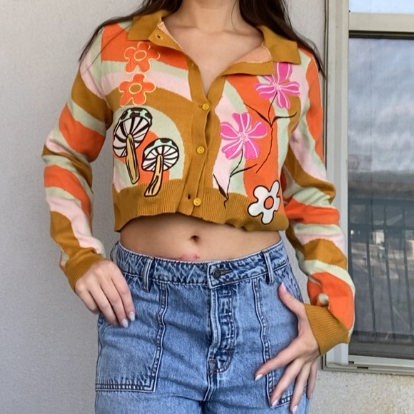 80’S VIBE MUSHROOM CARDIGAN - Picture 2 of 7